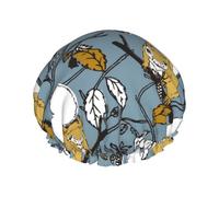 Gorro de ducha para el pelo - Gorro de ducha grande pintado con cono de pino de ardilla, reutilizable, impermeable, gorro de ducha de doble capa para mujer, gorro de ducha para ducha con forro de Peva