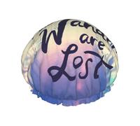 Gorro de ducha para el pelo - Not All Those Who Wander Are Lost Gorro de ducha de doble capa reutilizable, resistente al agua, gorro de ducha grande para mujer, gorro de ducha para ducha con forro de