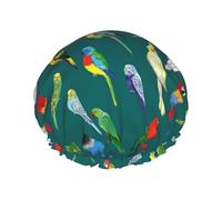 Gorro de ducha para el pelo - Tucán tropical lindo loro, gorro de ducha de doble capa, reutilizable, impermeable, gorro de ducha grande para mujer, gorro de ducha para ducha con forro de Peva y cuerda
