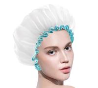 Gorro de Ducha para Mujer - Impermeable, Plegable y Elástico para Viaje, de Baño para Niñas - Color Blanco