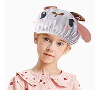 Gorro de ducha para niños, doble capa, impermeable, reutilizable y elástico, divertido sombrero de baño de dibujos animados de animales para niños y niñas