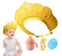 Gorro de ducha para niños, escudo de lavado de cabello con medidor de temperatura del agua y taza de champú, tapa de visera de seguridad con de champú para lavar la cabeza del cabello