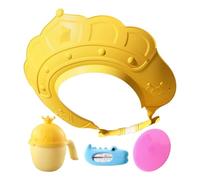 Gorro de ducha para niños, gorro de lavado de cabello con medidor de temperatura del agua y taza de champú, tapa de visera de seguridad con cepillo de champú para lavar la cabeza del cabello