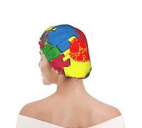 Gorro de ducha reutilizable Autismo Corazón Amor Puzzle Gorros de ducha para mujer Gorro de baño impermeable Gorro de baño elástico Gorros de baño Doble impermeableGorro de ducha de baño para todas
