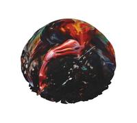 Gorro de ducha reutilizable con diseño de caballos salvajes de colores corriendo: gorro de ducha de uso diario de doble capa, impermeable, elástico y ecológico