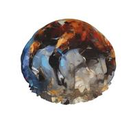 Gorro de ducha reutilizable con diseño de caballos salvajes: gorro de ducha de uso diario de doble capa, impermeable, elástico y ecológico