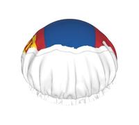 Gorro de ducha reutilizable con diseño de mapa de bandera de Mongolia, doble capa impermeable, para mujeres y mujeres