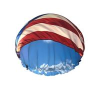 Gorro de ducha reutilizable con estampado de bandera de Puerto Rico para mujer, gorro de ducha con elástico de doble capa para baño de cabello largo