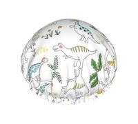 Gorro de ducha reutilizable con estampado de dinosaurios, doble capa, mantiene el cabello seco, se adapta a todas las cabezas