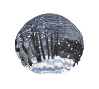 Gorro de ducha reutilizable con estampado de nieve que cae en el parque, gorro de baño de doble capa, mantiene el cabello seco, se adapta a todas las cabezas