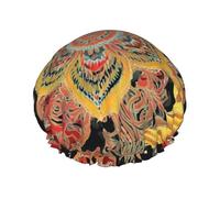 Gorro de ducha reutilizable con estampado de patchwork textil africano para mujer, gorro DoubleHair, gorro para el cabello de adulto para todo tipo de cabello
