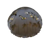 Gorro de ducha reutilizable con estampado de patos salvajes en vuelo para mujeres, gorro de doble pelo, gorro de pelo para adultos para todo tipo de cabello