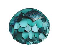 Gorro de ducha reutilizable con estampado de sirena de pescado para mujer, gorro de baño de doble capa impermeable, imprescindible para el cuidado del cabello