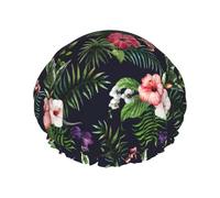 Gorro de ducha reutilizable con estampado floral de doble capa, mantiene el cabello seco, se adapta a todas las cabezas