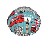 Gorro de ducha reutilizable con estampado "I Like London", gorro de baño de doble capa, mantiene el cabello seco, se adapta a todas las cabezas