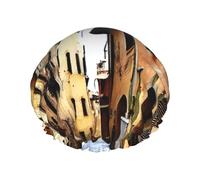 Gorro de ducha reutilizable con estampado toscano de Italia de doble capa, mantiene el cabello seco, se adapta a todas las cabezas