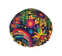 Gorro de ducha reutilizable de cactus misterioso y abstracto, doble capa, impermeable, elástico, respetuoso con el medio ambiente