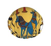 Gorro de ducha reutilizable de doble capa con estampado de la serie de la tribu del antiguo Egipto, gorros de ducha grandes para mujer