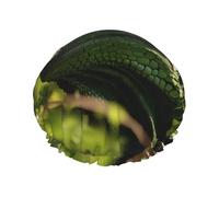 Gorro de ducha reutilizable de iguana verde pensante: gorro de ducha de uso diario de doble capa impermeable, elástico y ecológico