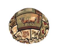 Gorro de ducha reutilizable lavable con estampado de animales salvajes de Oudrspo, gorro para el pelo con forro y elástico que se adapta a todos los largos de cabello, color negro