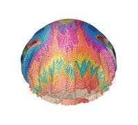Gorro de ducha reutilizable Mysterious Rainbow Eyes: gorro de ducha de doble capa impermeable, elástico y ecológico para uso diario