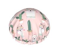 Gorro de ducha reutilizable para mujer, gorro de baño con diseño de corazón de alpaca, impermeable, de doble capa, protector para el cabello, banda elástica ajustable, gorro de ducha para el hogar, sp