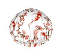 Gorro de ducha reutilizable para mujer, gorro de baño con diseño de pez carpa, doble capa, impermeable, protector de pelo, banda elástica ajustable, gorro de ducha para el hogar, spa, salón, gorros de