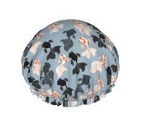 Gorro de ducha reutilizable para mujer, gorro de baño con estampado de carpa, doble capa, impermeable, protector para el cabello, banda elástica ajustable, gorro de ducha para el hogar, spa, salón, go