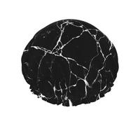 Gorro de ducha reutilizable para mujer, gorro de baño con textura de mármol vintage, protector de pelo de ducha impermeable de doble capa, gorro de ducha con banda elástica ajustable para el hogar, Sp