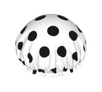 Gorro de ducha reutilizable para mujer Gorro de baño de puntos Gorro de ducha impermeable de doble capa Protector de cabello Banda elástica ajustable Gorro de ducha para salón de spa en casa Gorros de