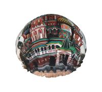 Gorro de ducha reutilizable para mujer, gorro de baño impermeable de doble capa, gorro de baño para el pelo, catedral de San Basilio cuadrado rojo en Moscú, gorro de ducha para mujer, salón de spa,