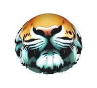 Gorro de ducha reutilizable para mujer, gorro de baño impermeable, doble capa, gorro de ducha con cabeza de tigre pequeño gordo para damas, spa, salón, tamaño grande para todas las longitudes de