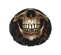Gorro de ducha reutilizable para mujer, gorro de baño impermeable, doble capa, gorro de ducha con calaveras, gorro de ducha para damas, spa, salón, tamaño grande para todas las longitudes de cabello