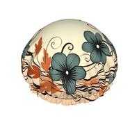 Gorro de ducha reutilizable para mujer, gorro de baño impermeable, doble capa, gorro de ducha con corona floral, gorro de ducha para damas, spa, salón, tamaño grande para todas las longitudes de
