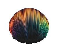 Gorro de ducha reutilizable para mujer, gorro de baño impermeable, doble capa, gorro de ducha con forma de onda de color para damas, spa, salón, tamaño grande para todas las longitudes de cabello
