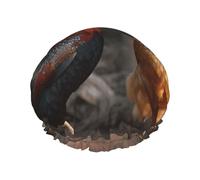Gorro de ducha reutilizable para mujer, gorro de baño impermeable, doble capa, gorro de ducha de gallo y pollo, gorro de ducha para mujer, salón de spa, tamaño grande para todas las longitudes de