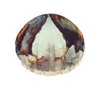 Gorro de ducha reutilizable para mujer, gorro de baño impermeable, doble capa, gorro de ducha de gallo y gallina, gorro de ducha para mujer, salón de spa, tamaño grande para todas las longitudes de