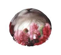 Gorro de ducha reutilizable para mujer, gorro de baño impermeable, doble capa, gorro de ducha de gato en flores, gorro de ducha para damas, salón de spa, tamaño grande para todas las longitudes de