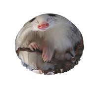Gorro de ducha reutilizable para mujer, gorro de baño impermeable, doble capa, gorro de ducha de zarigüeya en nieve, gorro de ducha para damas, spa, salón, tamaño grande para todas las longitudes de