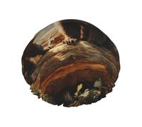 Gorro de ducha reutilizable para mujer, gorro de baño impermeable, doble capa, gorros de baño para el pelo, lindos osos que juegan en el árbol, gorro de ducha para damas, spa, salón, tamaño grande