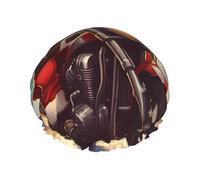 Gorro de ducha reutilizable para mujer, gorro de baño impermeable, gorro de baño de doble capa, gorro de ducha de Papá Noel para motociclista, gorro de ducha para damas, spa, salón, tamaño grande para