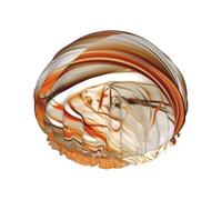 Gorro de ducha reutilizable para mujer, impermeable, doble capa, gorro de baño abstracto, líneas naranjas y blancas, gorro de ducha para damas, spa, salón, tamaño grande para todas las longitudes de