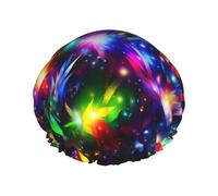 Gorro de ducha reutilizable para mujer, impermeable, doble capa, gorro de baño brillante, hermoso y colorido, gorro de ducha para mujer, spa, salón, tamaño grande para todas las longitudes de cabello