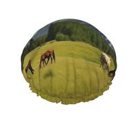 Gorro de ducha reutilizable para mujer, impermeable, doble capa, gorro de baño, gorro de ducha de pasto de montaña, caballos de pasto, gorro de ducha para damas, spa, salón, tamaño grande para todas