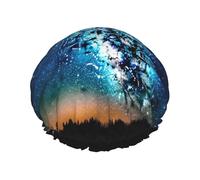 Gorro de ducha reutilizable para mujer, impermeable, doble capa, gorro de baño lleno de estrellas, gorro de ducha para damas, spa, salón, tamaño grande para todas las longitudes de cabello