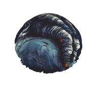 Gorro de ducha reutilizable para mujer, impermeable, doble capa, gorro de baño para el cabello, gorro de ducha espacial astronauta para damas, spa, salón, tamaño grande para todas las longitudes de