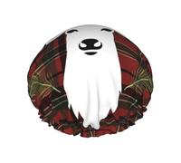 Gorro de ducha reutilizable para mujer, impermeable, doble capa, gorro de baño para el pelo, diseño de reno, tartán, a cuadros, gorro de ducha de Navidad para damas, spa, salón, tamaño grande para