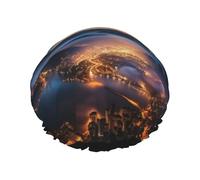 Gorro de ducha reutilizable para mujer, impermeable, doble capa, gorro de baño para el pelo, vista nocturna, gorro de ducha para damas, spa, salón, tamaño grande para todas las longitudes de cabello