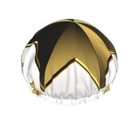 Gorro de ducha reutilizable para mujer, impermeable, doble capa, gorro de ducha con estrella dorada, para spa, salón, tamaño grande para todas las longitudes de cabello