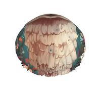 Gorro de ducha reutilizable para mujer, impermeable, doble capa, gorro de ducha de alpaca con flores, gorro de ducha para spa, salón de belleza, tamaño grande para todas las longitudes de cabello